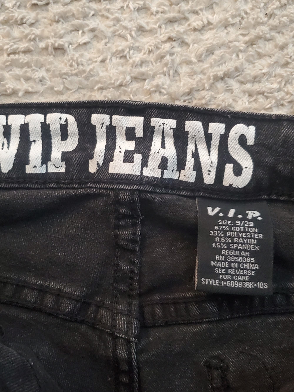 VIP Women Straight Leg Jeans - Black with White Logo